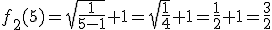 3$f_2(5)=\sqrt{\frac{1}{5-1}}+1=\sqrt{\frac{1}{4}}+1=\frac{1}{2}+1=\frac{3}{2}